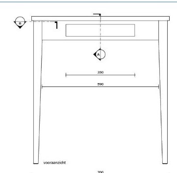 Technische tekening van de Side-table met maatvoering