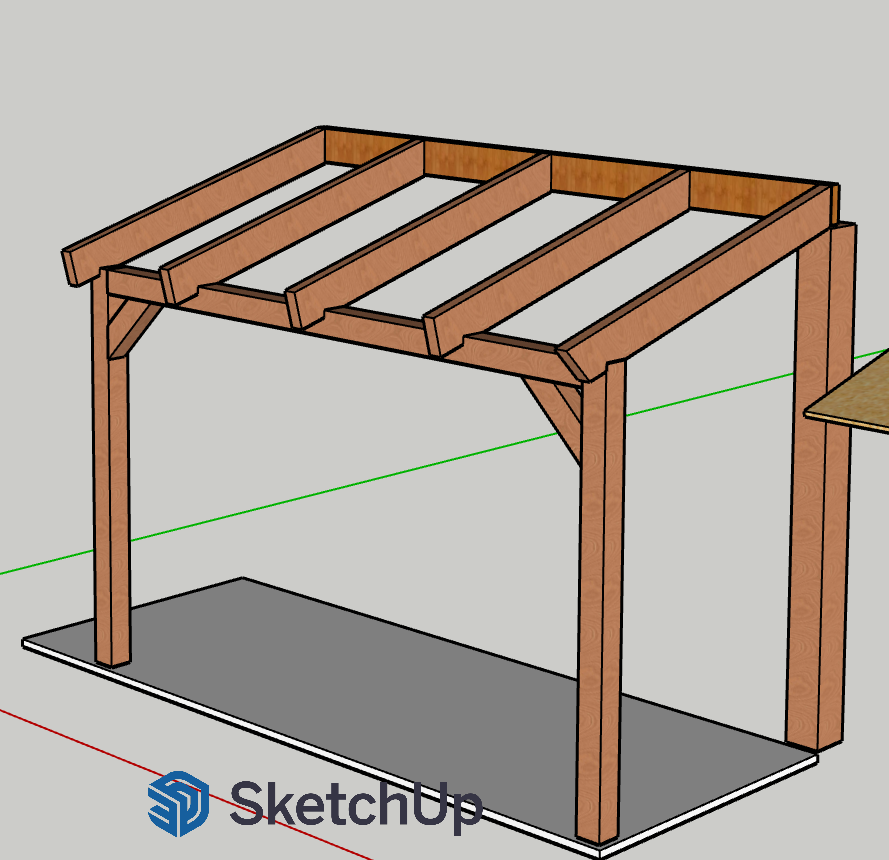 SketchUp ontwerp van een barbecue-afdak